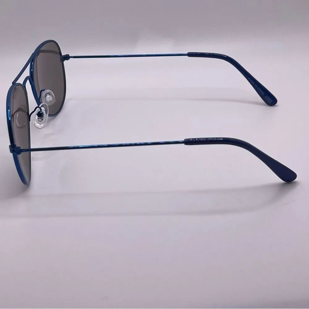 Blue Wire Frame Aviators with Mirrored Lenses